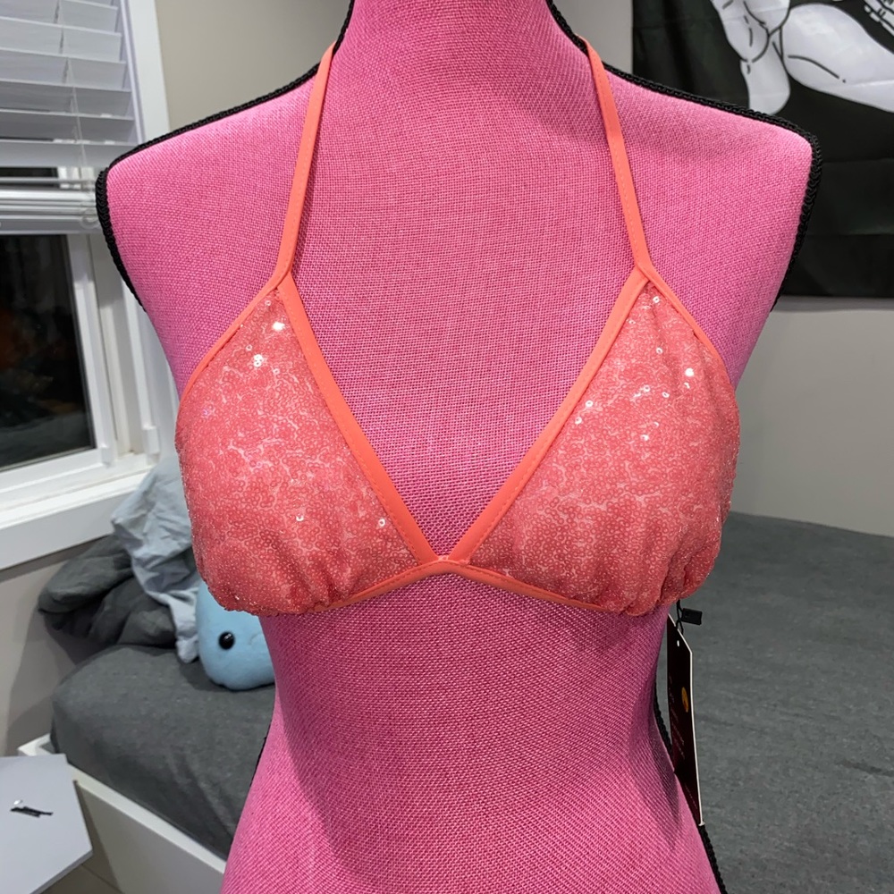 Salmon colored bikini top